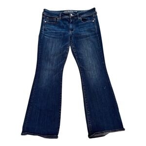 American Eagle Bootcut‎ Jeans Womens 12 Short Dark Wash Low Rise Super Stretch